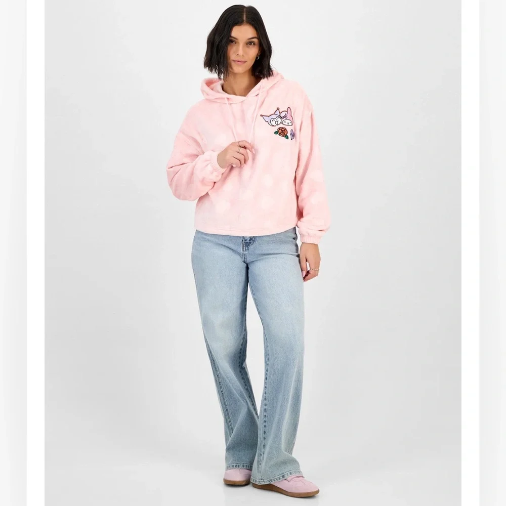 Sanrio Kuromi and My Melody Hearts Pink Hoodie XSmall NWT - Picture 3 of 12